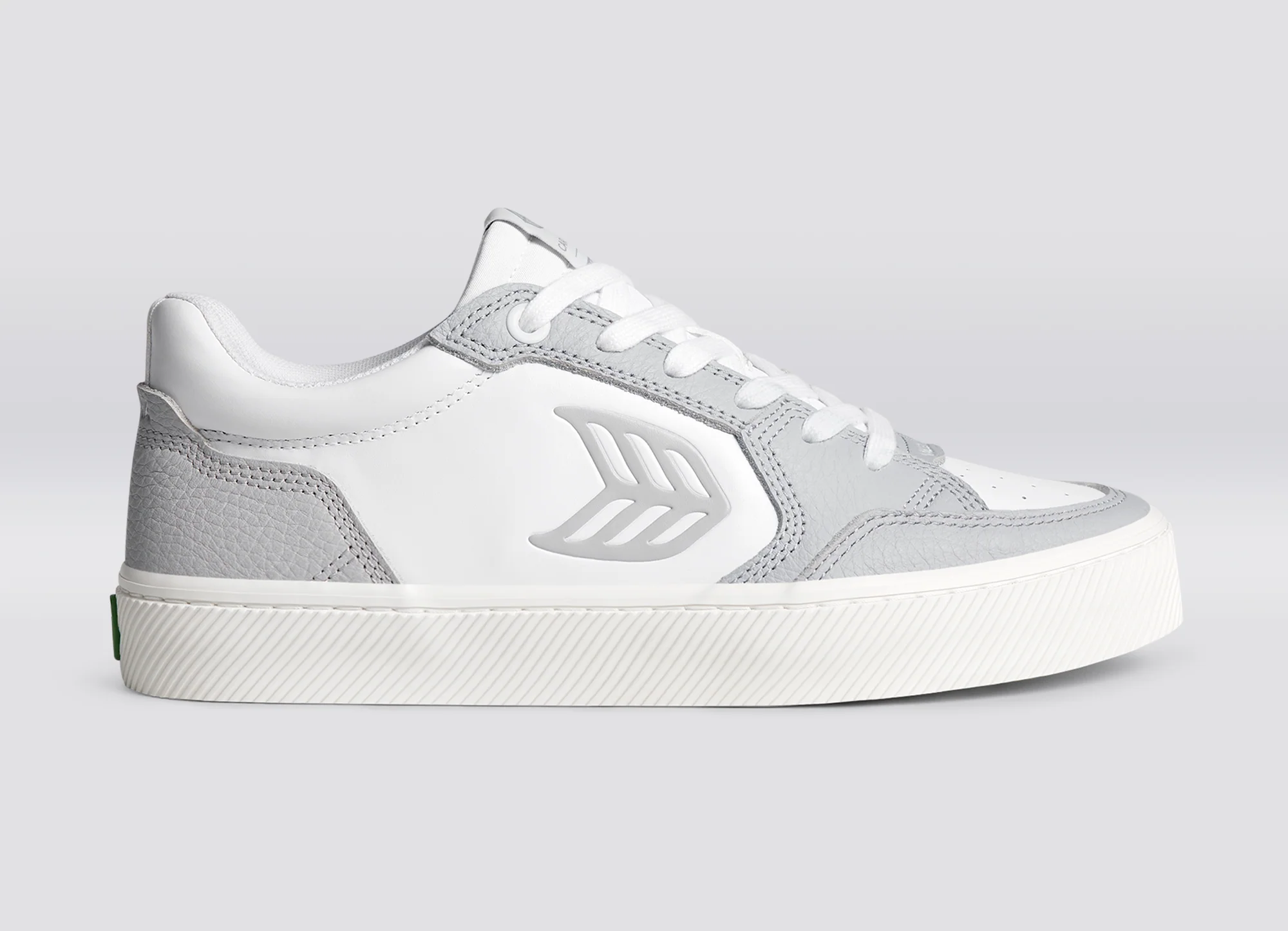VALLELY White Leather Onyx Grey Accents Sneaker - Image 4