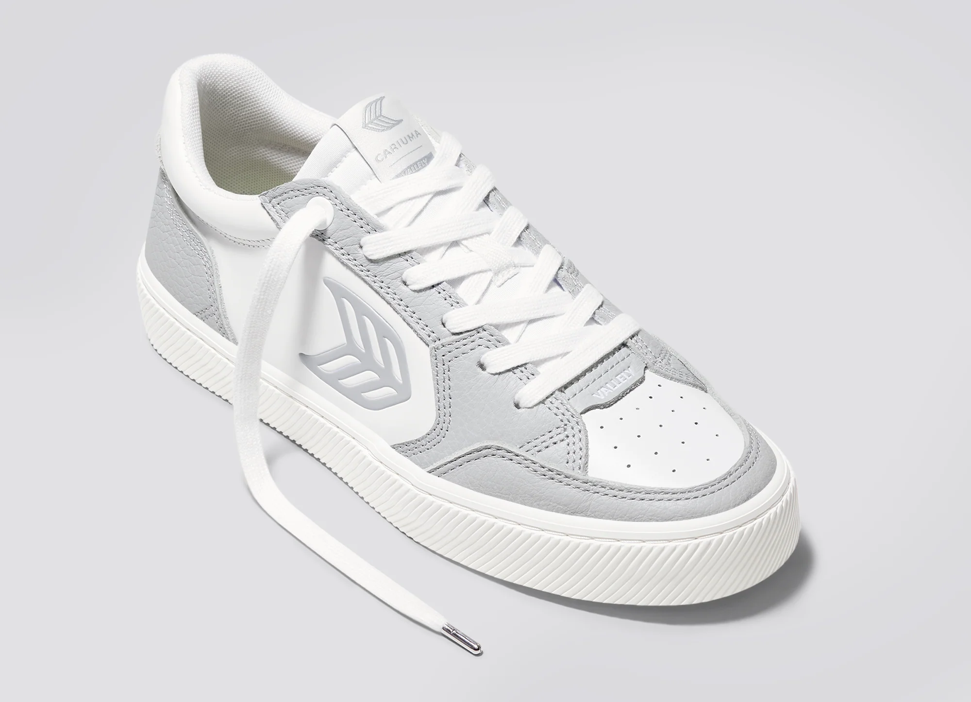 VALLELY White Leather Onyx Grey Accents Sneaker - Image 5