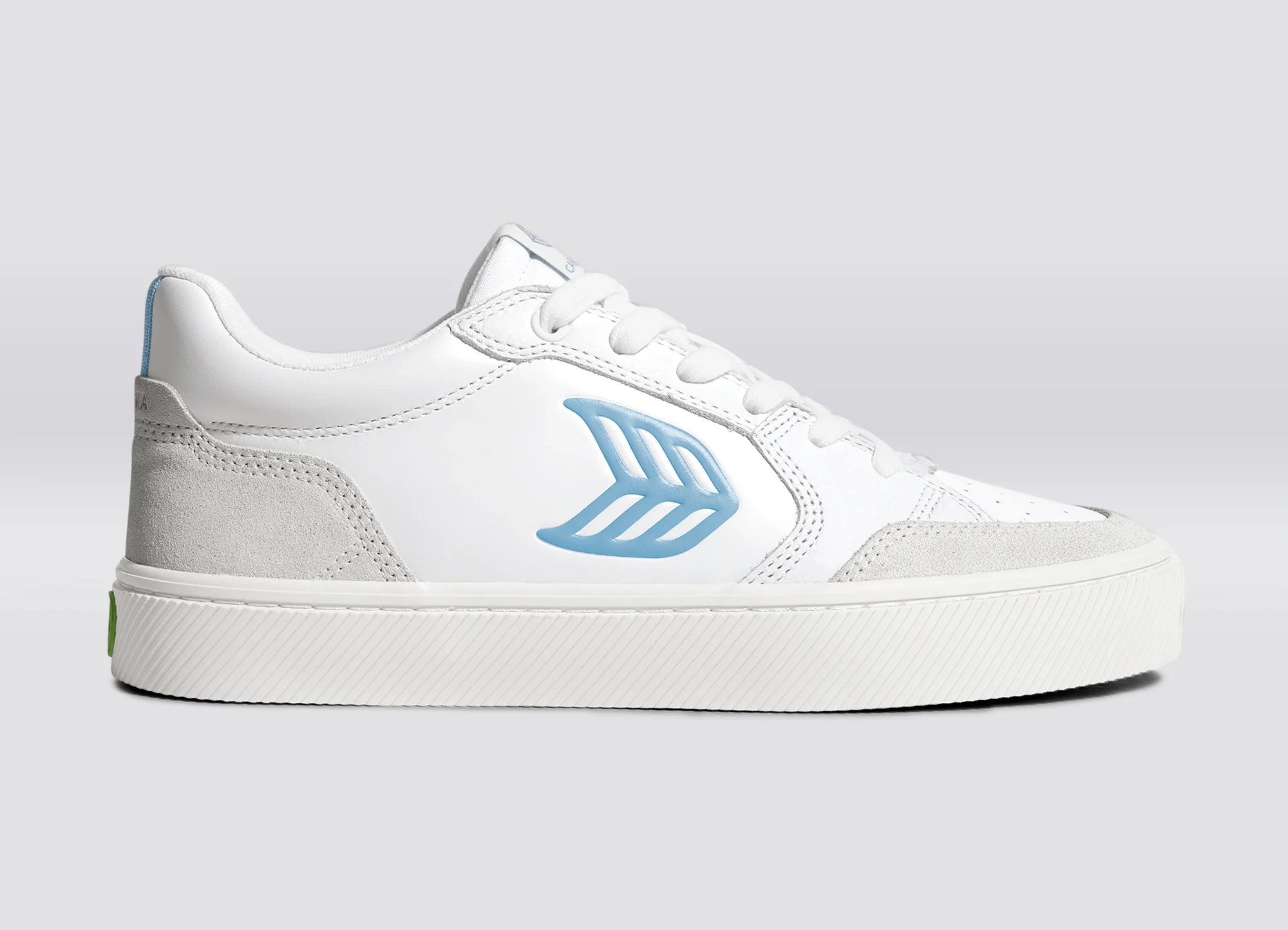 VALLELY White Leather Smoke White Suede Argentina Blue Logo Sneaker - Image 4