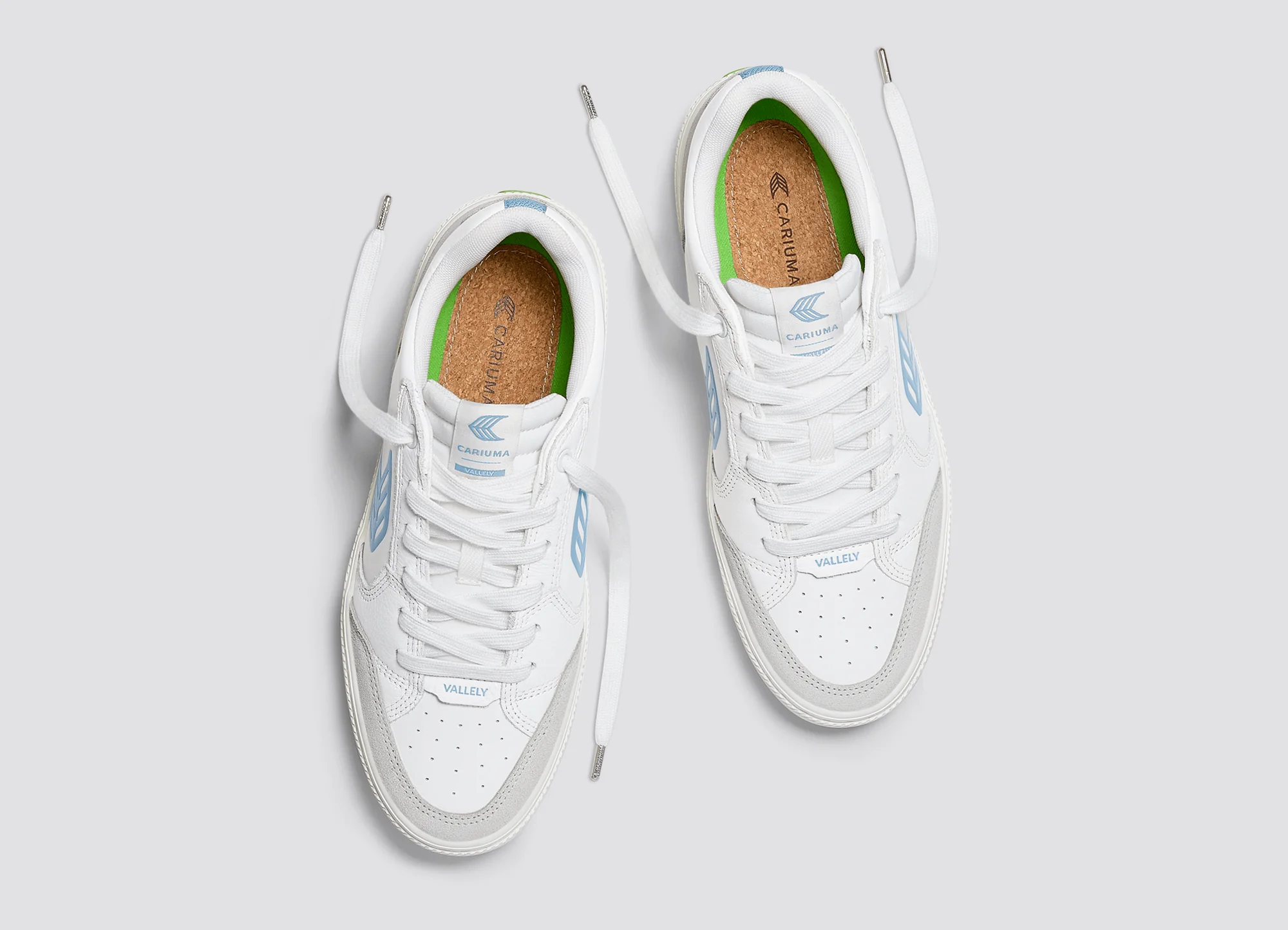 VALLELY White Leather Smoke White Suede Argentina Blue Logo Sneaker - Image 8