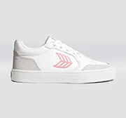 VALLELY White Leather Smoke White Suede Blush Pink Logo Sneaker - Image 10