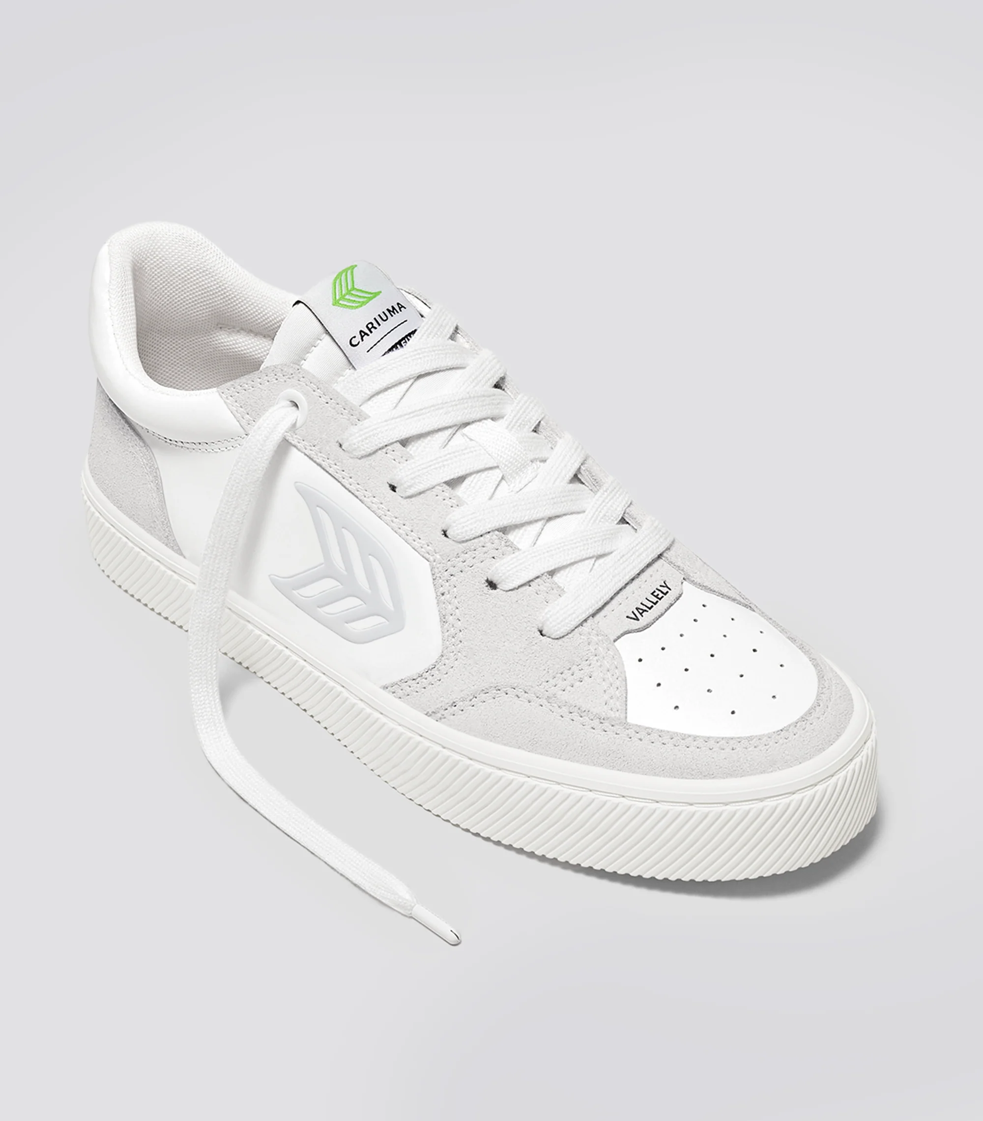 VALLELY White Leather Vintage White Suede Ice Logo Sneaker - Image 3