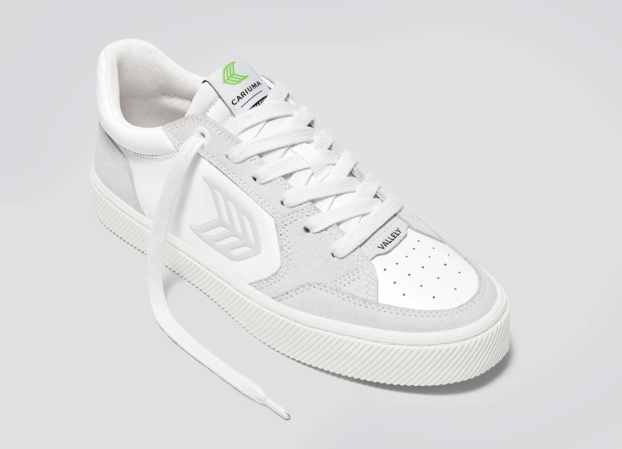 VALLELY White Leather Vintage White Suede Ice Logo Sneaker - Image 5